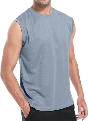 Vista 3 de Camisetas sin mangas de malla para hombre, paquete de 3 o 5 unidades, camisetas sin mangas de malla para entrenamiento, atlético, fresco y seco