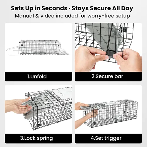 Vista 8 de APXL Squirrel Trap Heavy Duty Folding 24" Live Trap Animal Trap Rabbit Trap