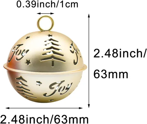 Vista 3 de 3 cascabeles de Navidad de 2.5 pulgadas, campanas huecas grandes y coloridas para árbol de Navidad, campanas de metal para casa/fiesta/adornos