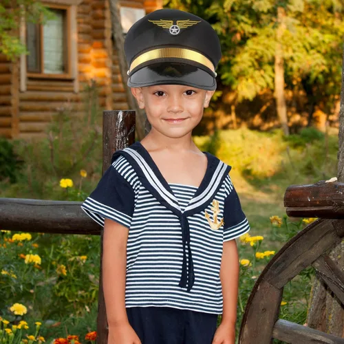 Vista 7 de Paquete de 8 sombreros de piloto para niños, sombrero de capitán de avión, sombrero de piloto de aerolínea para niños y niñas, accesorio