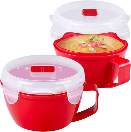 Vista 8 de MATICAN Tazón de sopa para microondas con tapa, taza de sopa con tapa, recipientes de microondas para fideos ramen, sopa, bebidas, 31.11 onzas