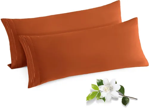 Vista 29 de Horbaunal Paquete de 2 fundas de almohada de microfibra de tamaño estándar, color azul, con cierre de sobre, 1800 hilos, suaves y resistentes al