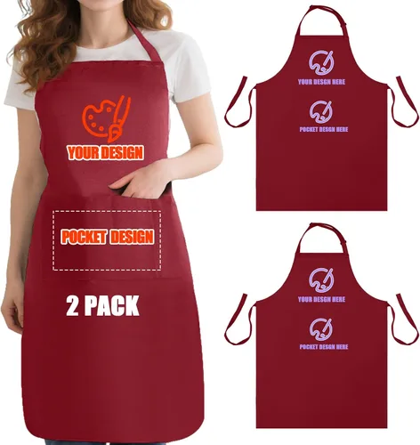 Vista 14 de BeautyWill Delantal personalizado personalizado para hombres y mujeres, delantales de cocina personalizados con bolsillos, nombre, texto, logotipo