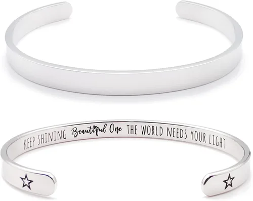 Vista 285 de Pulseras inspiradoras para mujer, joyería de acero inoxidable, con refranes, pulsera motivacional con mensaje oculto, pulseras grabadas para mejor