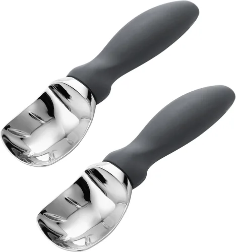 Vista 15 de Spring Chef - Cuchara para helado rosa de alta resistencia con mango suave, cuchara profesional para helado, cuchara de metal para masa de galletas