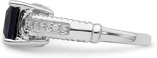 Vista 3 de ICE CARATS Anillo de plata de ley 925 creado en laboratorio con circonita cúbica de zafiro azul, piedra natal de septiembre, joyería fina