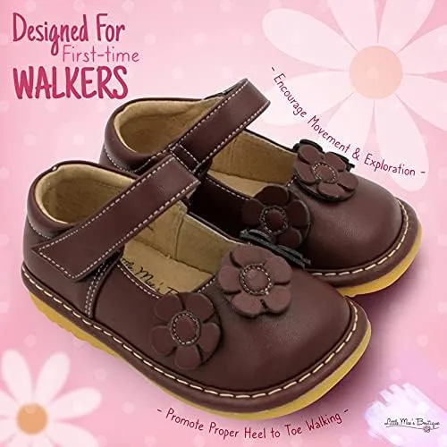 Vista 2 de Little Mae's Boutique Mary Jane - Zapatos chirriantes para niñas pequeñas, ideales para caminar con chirriador extraíble y correa ajustable, zapatos