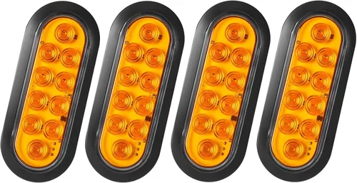 Vista 21 de 2 luces LED ámbar ovaladas para remolque, 6 pulgadas, luces LED ovaladas de parada, intermitentes, luces de freno de remolque lateral, lámpara de 2