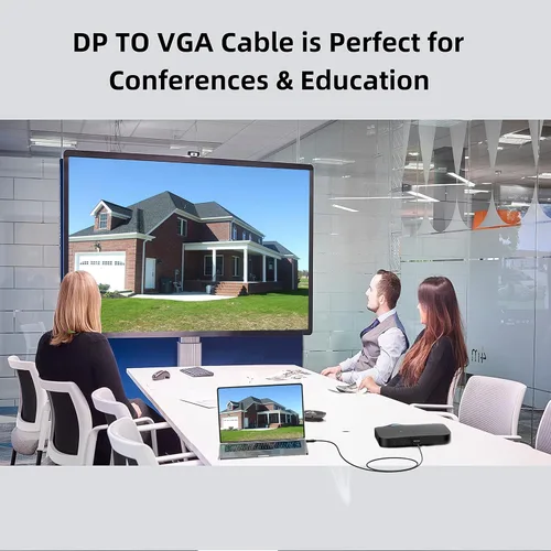 Vista 4 de Paquete de 2 cables DisplayPort a VGA de 6 pies, cable de video macho a macho de 1080 P@60 Hz Unidireccional, sin audio, diseño multiblindado