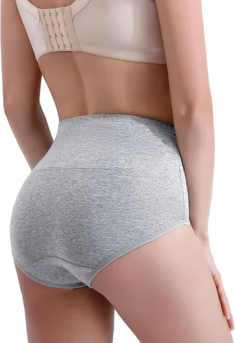 Vista 4 de youlehe Ropa interior de algodón para mujer, de cintura alta, cobertura completa, suave, transpirable