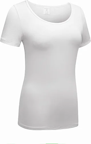 Vista 3 de Playera de manga corta, de OThread & Co., playera básica con cuello bote, para mujer