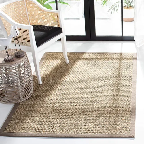 Vista 61 de SAFAVIEH Natural Fiber Collection NF114A - Alfombra de pasillo de hierba marina con patrón de tejido de cesta y borde, de 2 pies 6 pulgadas x 16