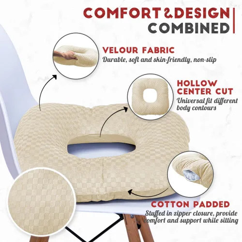 Vista 2 de Cojín de asiento con forma de dona rellena para dolor de coxis y coccix, hemorroides, úlceras de cama, embarazo, próstata, recuperación
