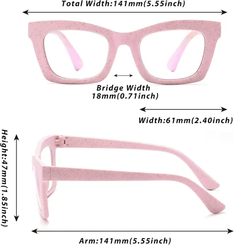 Vista 4 de Oprah Style - Lentes de lectura cuadrados con bloqueo de luz azul para mujeres y lectores de computadora Z05 Beige