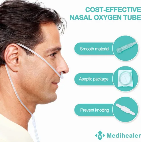 Vista 2 de 10 tubos de cánula nasal, incluye 5 tubos de cánula nasal de 6.5 pies para adultos y 5 conectores giratorios de tubo de oxígeno, suave al tacto