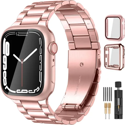 Vista 12 de Lerobo Compatible con Apple Watch Band de 1.732 in 1.654 in 1.575 in 1.496 in 1.614 in 1.772 in 150.9 ft 1.929 in, correa de metal de acero