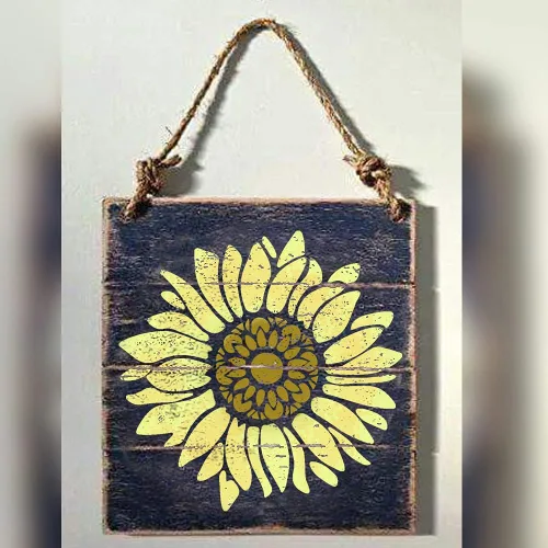 Vista 3 de Plantilla bohemia de girasol de 12 x 12 pulgadas para pintar sobre madera, lienzo, papel, tela y muebles, plantillas florales reutilizables