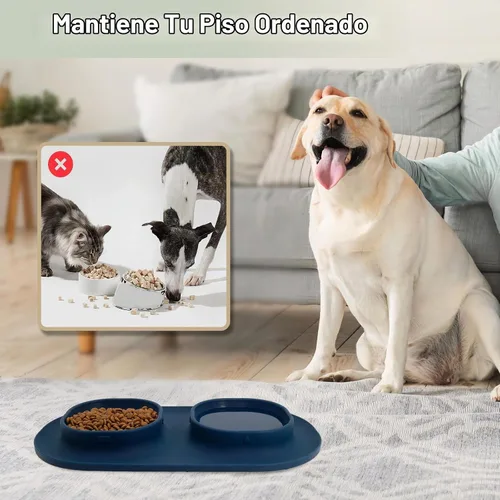 Vista 3 de Cuencos de comida para perros, cuencos para mascotas y cuencos de agua para perros con antiderrames y antideslizantes, cuencos alimentadores