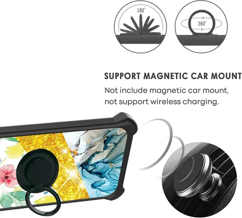 Vista 4 de jioeuinly JSH-SHS - Funda para Huawei Nova Y91 compatible con Huawei Nova Y91 con protector de pantalla de vidrio templado, soporte de anillo