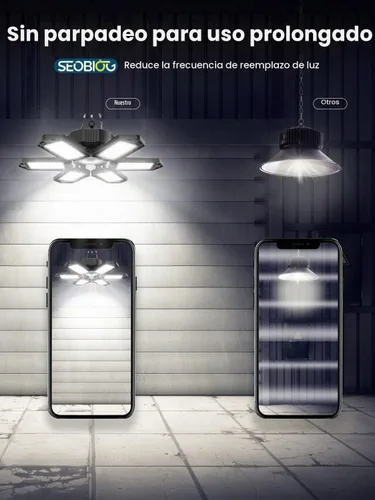 Vista 4 de SEOBIOG Luz de garaje enchufable, 200 W, 20000 lúmenes, luz de tienda enlazable con interruptor de encendido/apagado, luces LED colgantes de 6500 K
