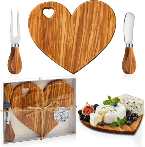 Vista 21 de Patelai 1 Juego de Tabla de Queso en Forma de Corazón para Despedida de Soltera y Baby Shower con Cuchillo, Tabla Mini de Madera para Charcutería