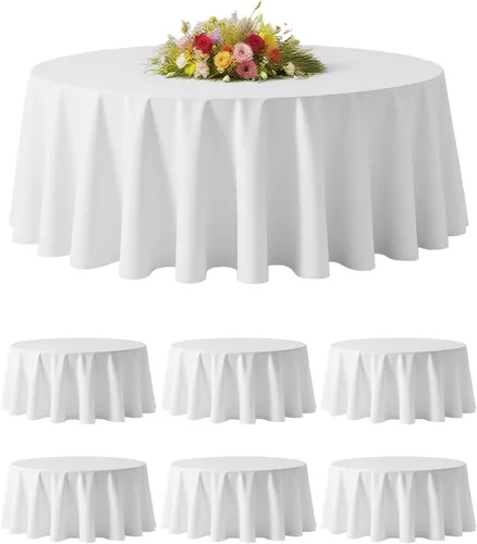 Vista 10 de BESTVIP Manteles redondos de poliéster de 60 pulgadas Se adapta a mesas de 20 a 48 pulgadas Funda decorativa lavable de tela para restaurantes