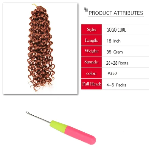 Vista 3 de GoGo Curl Crochet Hair 18 pulgadas onda de agua pelo sintético bohemio ganchillo trenzado jengibre onda profunda extensiones de cabello trenzado