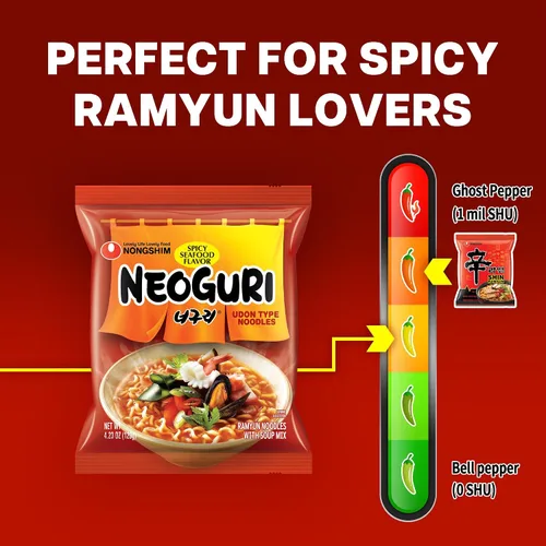 Vista 5 de Nongshim Neoguri - Mariscos picantes con fideos estilo Udon, 4.2 onzas (paquete de 10)