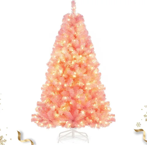 Vista 20 de HAPPYGRILL - Árbol de Navidad artificial preiluminado de 2.1 m, árbol de Navidad con nieve flocada y 320 luces LED multicolor, 8 modos de Snow Pe