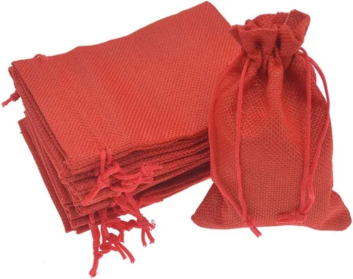 Vista 20 de 50 bolsas de arpillera blanca con cordón, bolsas pequeñas de lino de 2.7 x 3.5 pulgadas, bolsas de regalo para joyas, bolsas de dulces para Navidad