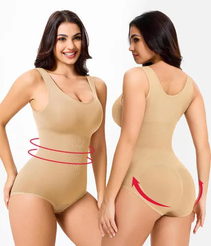 Vista 3 de Nebility Body moldeador de cintura sin costuras con cuello redondo y control de abdomen para mujer