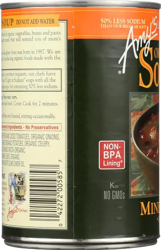 Vista 7 de Amy's Sopas, sopa de minestrona orgánica ligera en sodio, 14.1 onzas