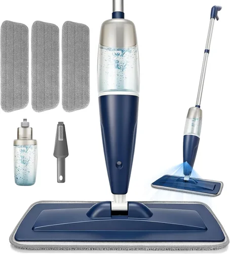 Vista 9 de Mopa de Pulverización para Limpieza de Pisos con Almohadillas Lavables, Mopas Húmedas de Microfibra con Botella Recargable de 800 ml, Mopas de Polvo