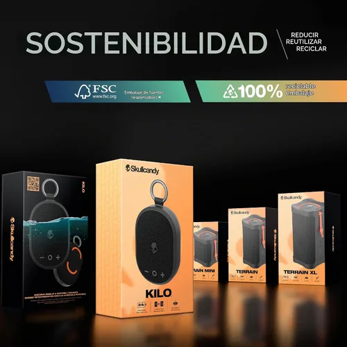 Vista 8 de Lifeworks Skullcandy Terrain XL - Altavoz Bluetooth inalámbrico IPX7 impermeable, batería de 18 horas, muñequera de nailon, estéreo inalámbrico