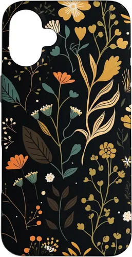 Vista 23 de Floral Aesthetic Simple Boho Modern Botanical Flowers Black Case for iPhone 17