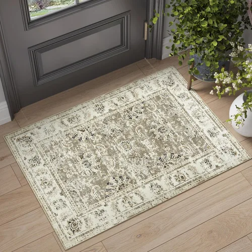Vista 161 de jinchan Fiora - Alfombra lavable de área pequeña, alfombra de entrada floral de medio círculo de 2 x 3, tapete de media luna de pelo bajo, suave