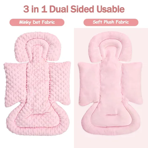 Vista 2 de Inserto de asiento de automóvil infantil para niño y niña, inserto de asiento de automóvil para recién nacido 3 en 1 con almohadillas para correa