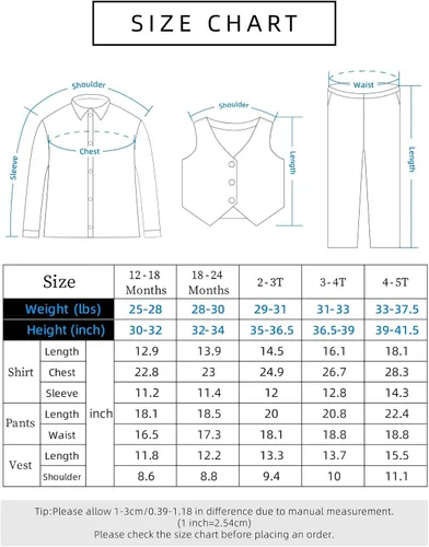 Vista 6 de A&J DESIGN Conjunto de traje de caballero para niños pequeños, 3 piezas, camisas, chaleco y pantalones