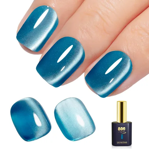 Vista 44 de YTD Likomey - Juego de esmaltes de uñas de gel de ojo de gato, 8 colores con purpurina magnética de cristal, borgoña, rojo, negro, verde, ciruela