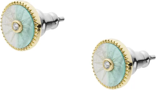 Vista 2 de Fossil - Aretes tipo dormilona de acero inoxidable para mujer de tono dorado