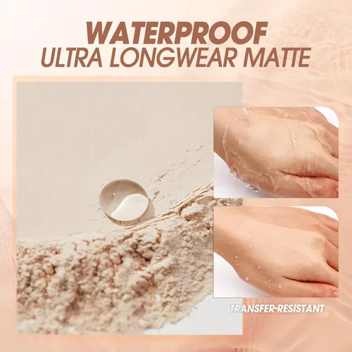 Vista 4 de Polvo Compacto Facial Control de Grasa, Maquillaje Polvo Fijador Mate Suave Impecable, Polvo de Acabado Impermeable de Larga Duración, Cosméticos