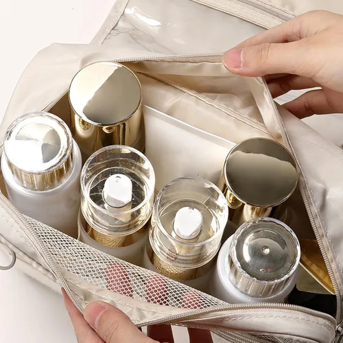 Vista 4 de Erliway Neceser colgante de viaje para mujeres y hombres, bolsa de ducha portátil de baño con gancho, gran capacidad, impermeable, organizador