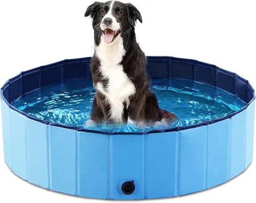 Vista 10 de Jasonwell Piscina plegable para perros, piscina plegable de plástico duro, piscina portátil para niños y mascotas, bañera para cachorros pequeños