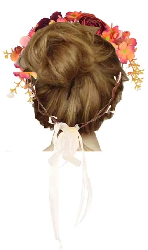 Vista 6 de MEANT2TOBE Tiara de flores rosas naranjas, juego de banda y pin para papá, regalo de maternidad para mamá y él, decoración de baby shower