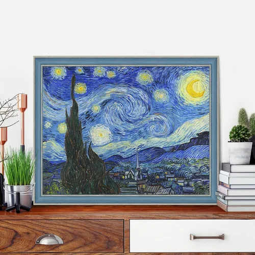Vista 7 de VeGuude Kits de Pintura de Diamantes para Adultos, Paquete de 6 Kits de Arte de Diamantes Noche Estrellada de Van Gogh, Manualidades DIY de Taladro