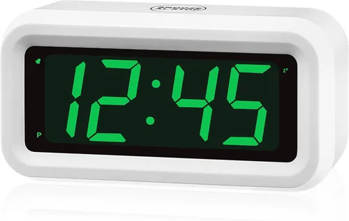 Vista 10 de KWANWA Reloj despertador para niños, LED blanco, batería, modo nocturno automático, 12 horas/24 horas, pequeño, viajes, mesita de noche, montaje