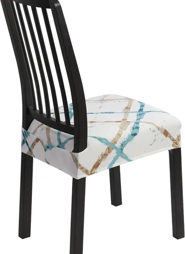 Vista 8 de SearchI Juego de 4 fundas de asiento para sillas de comedor, fundas elásticas extraíbles para sillas de comedor, fundas protectoras para sillas