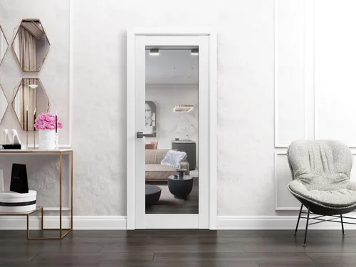 Vista 7 de SARTODOORS Lucia 1299 negro mate con espejo de 18 x 80 pulgadas de interior sólido, mango de marco de panel regular individual, puertas resistentes