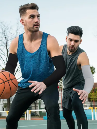 Vista 5 de 48 pares de mangas deportivas unisex de verano con protección solar UV para el brazo, manga deportiva de compresión para mujeres, hombres y jóvenes