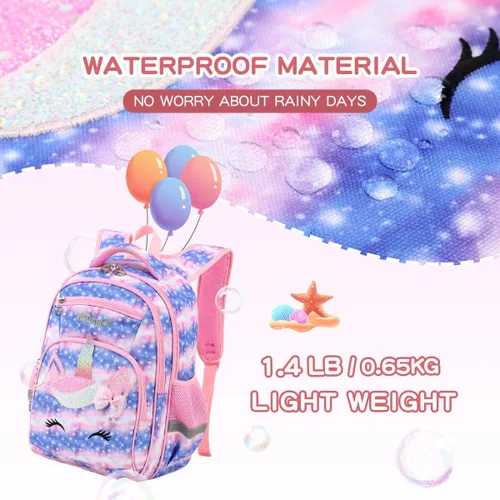 Vista 6 de Cusangel Mochila para niños Par (dinosaurio mecánico), 1 Unicornio Cielo, dibujos animados